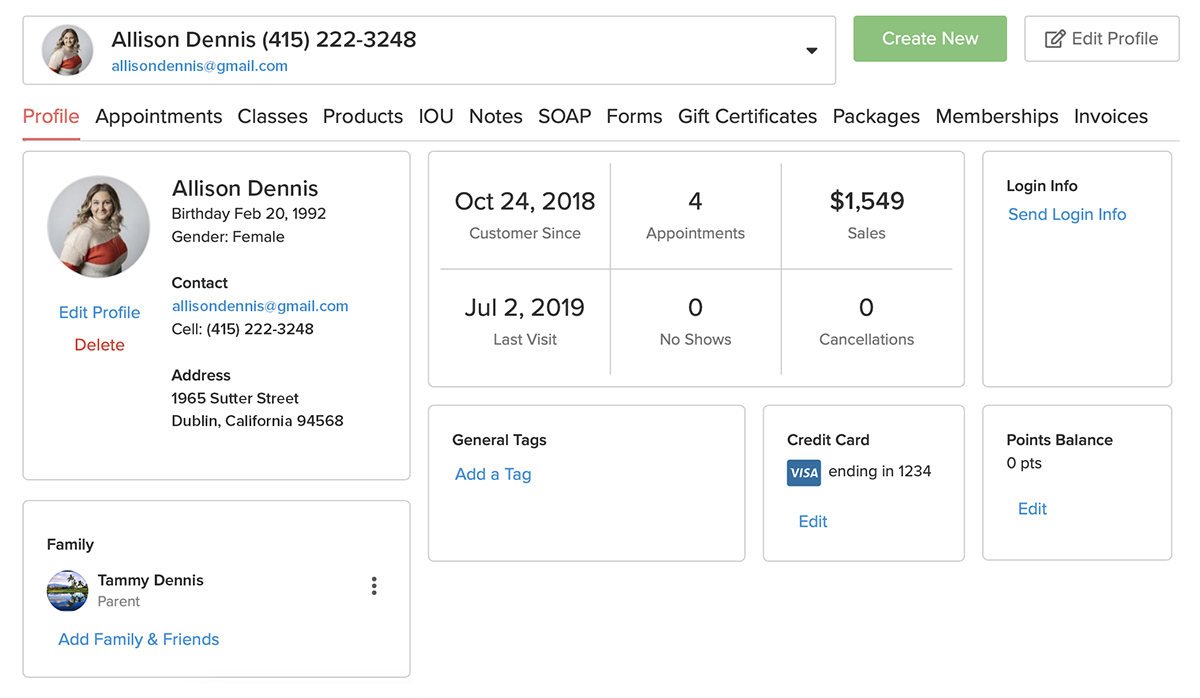 Client Profile Details for Personal Training